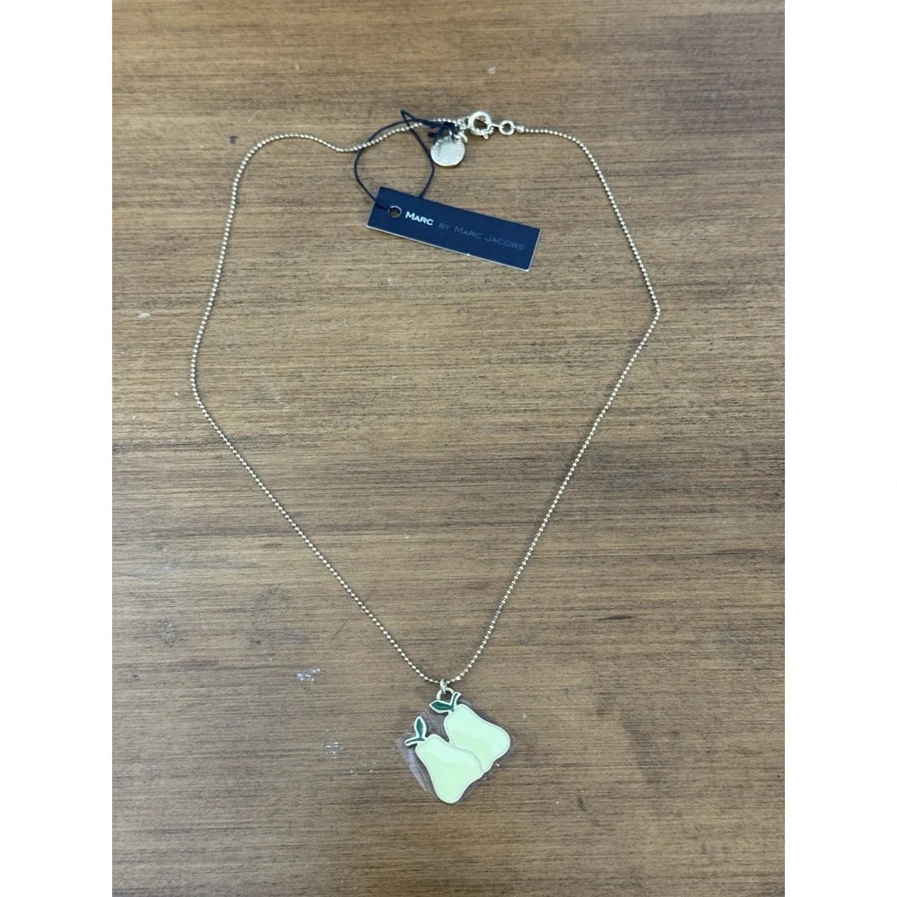 Marc By‎ Marc Jacobs Pear Pendant Necklace Fruit Watch Clock Charm Enamel Chain